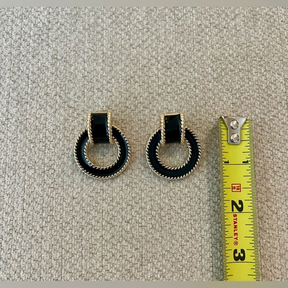 Banana Republic Black and Gold Drop-Hoop Earrings - Picture 3 of 7
